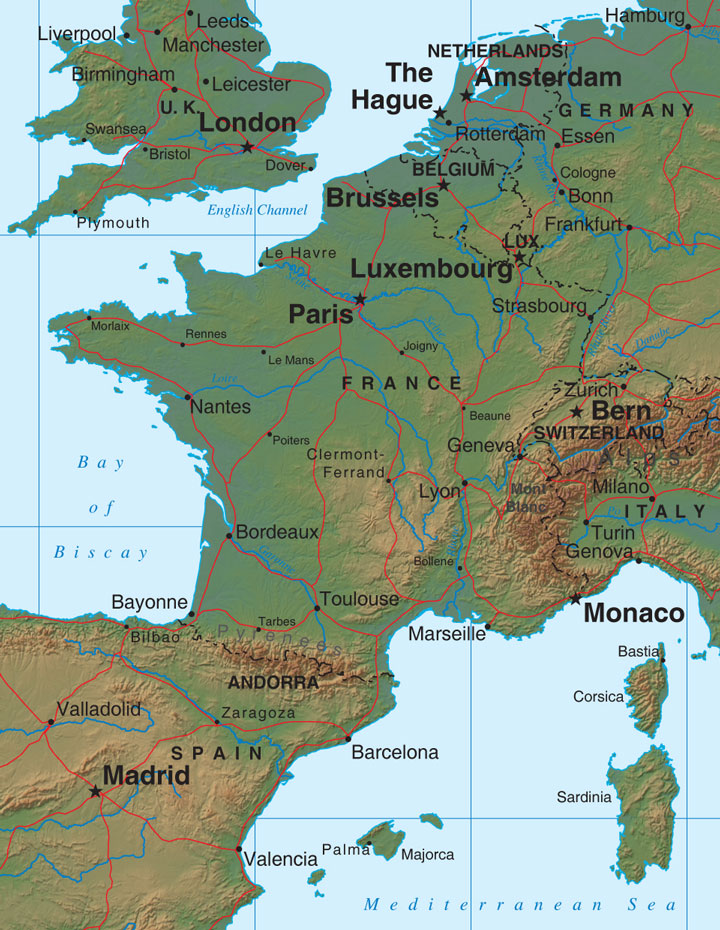 Relief Map Of France